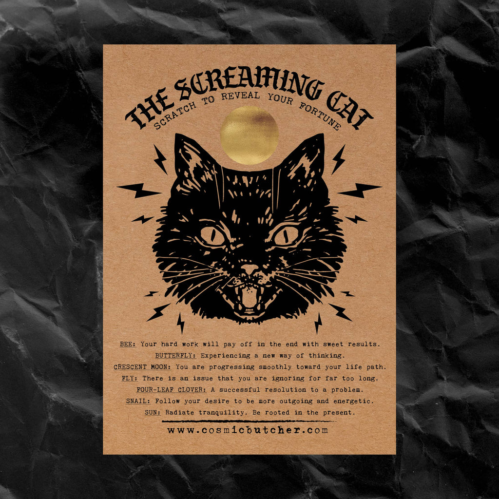 “Screaming Cat” Scratch Off Fortune Affirmation Novelty Card