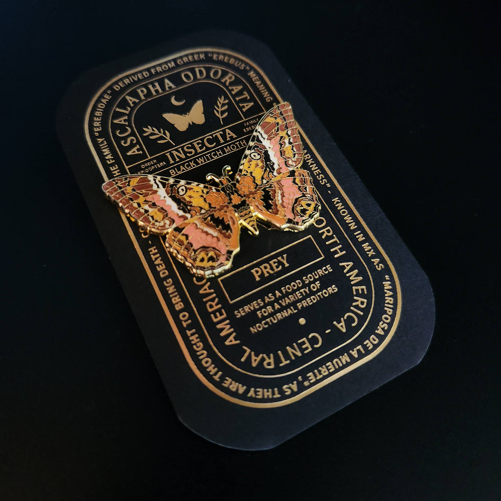 Black Witch Moth Educational Insect Enamel Pin