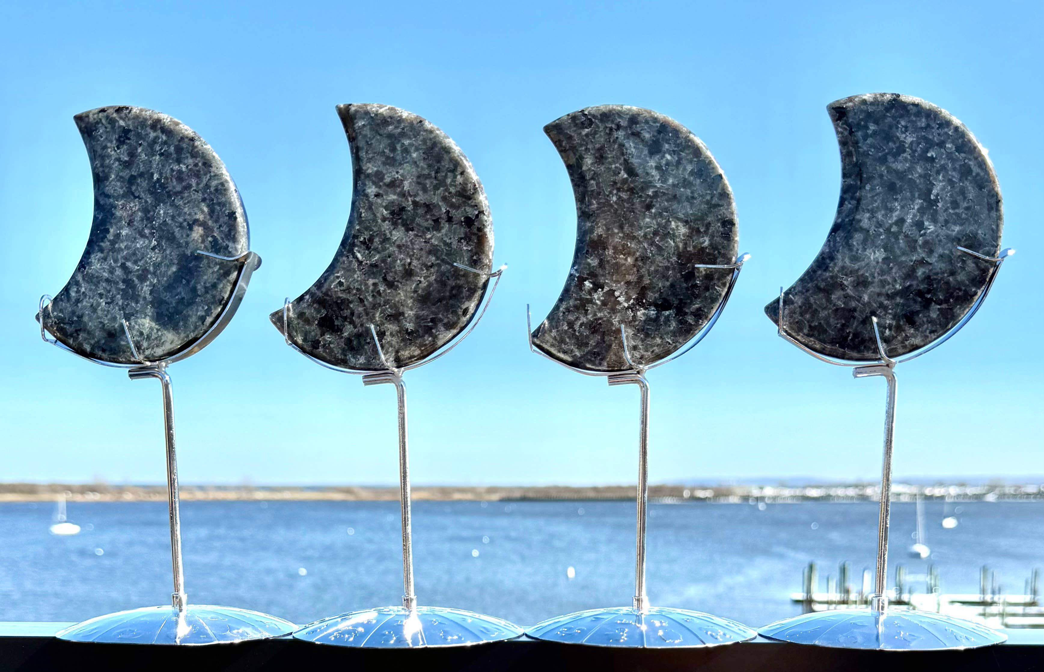 Natural Yooperlite Moon w Zodiac stand