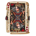 The Queen Beaded Queen Playing Card Mini Crossbody Clutch
