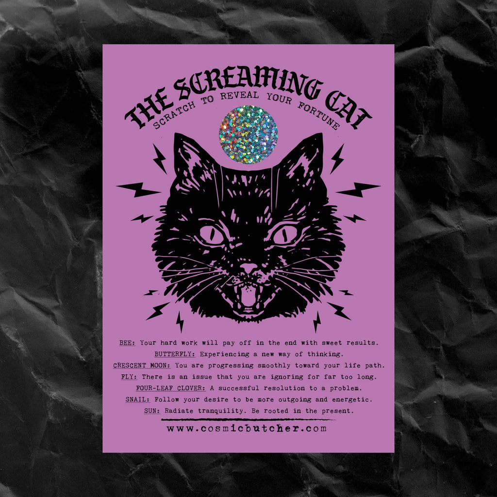 “Screaming Cat” Scratch Off Fortune Affirmation Novelty Card