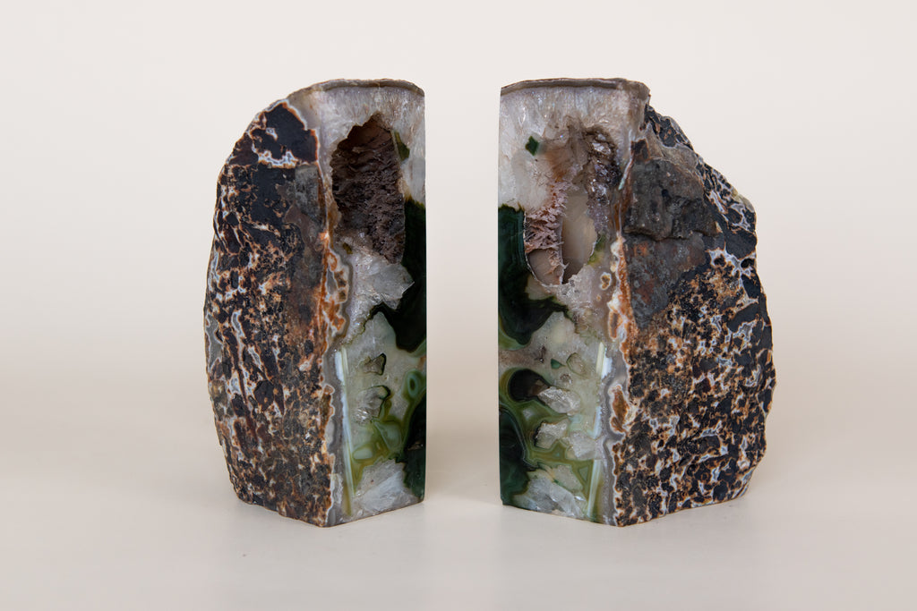 Green Agate Bookends - Crafted in Brazil