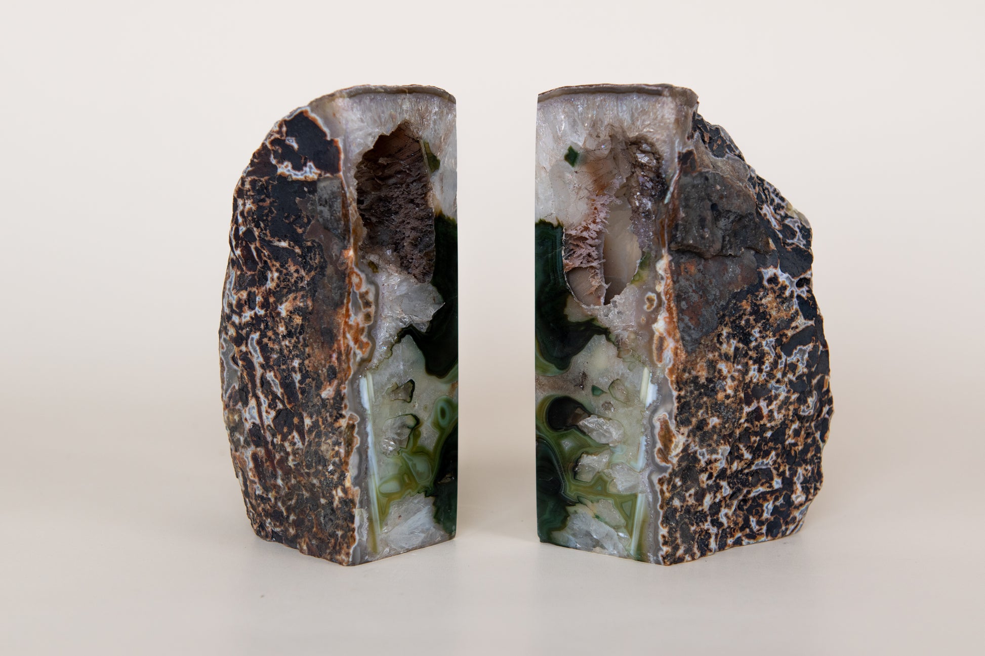 Green Agate Bookends - Crafted in Brazil