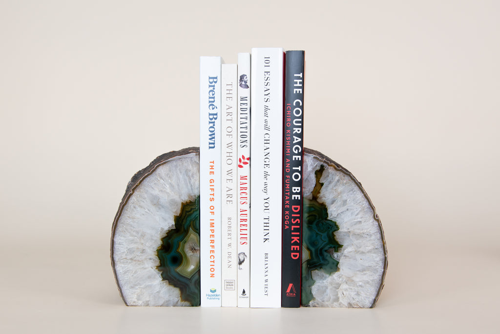 Green Agate Bookends - Crafted in Brazil