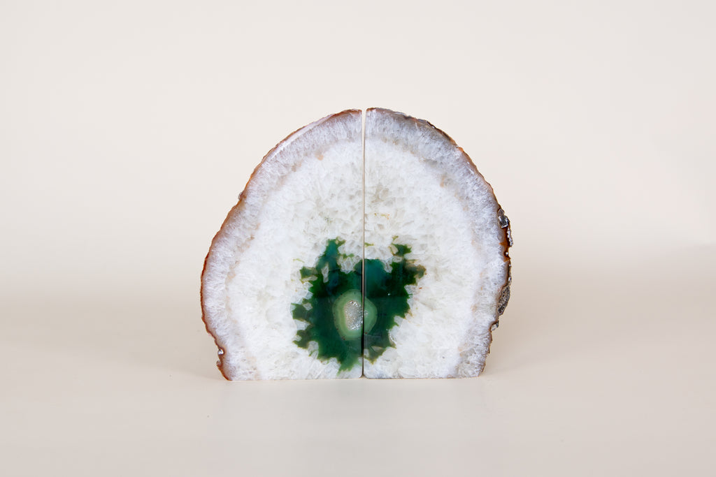 Green Agate Bookends - Crafted in Brazil