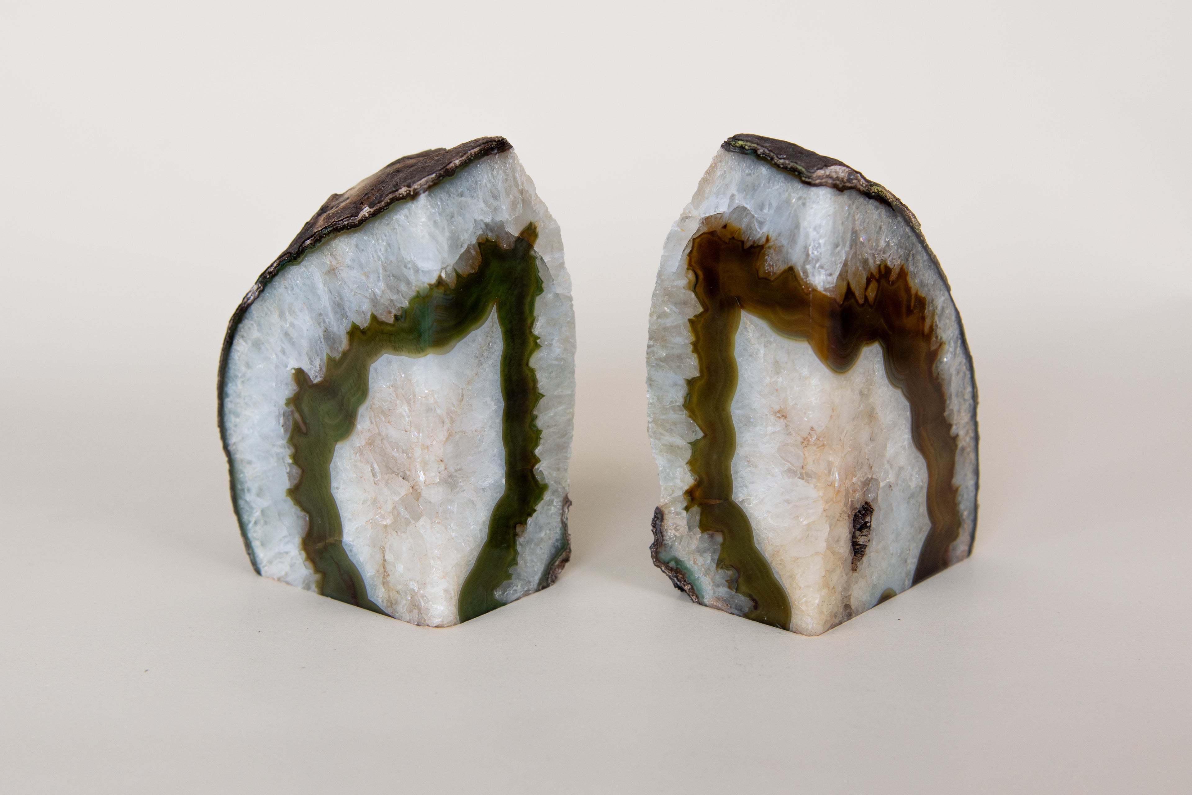 Earth Lineage – Green Agate Bookends
