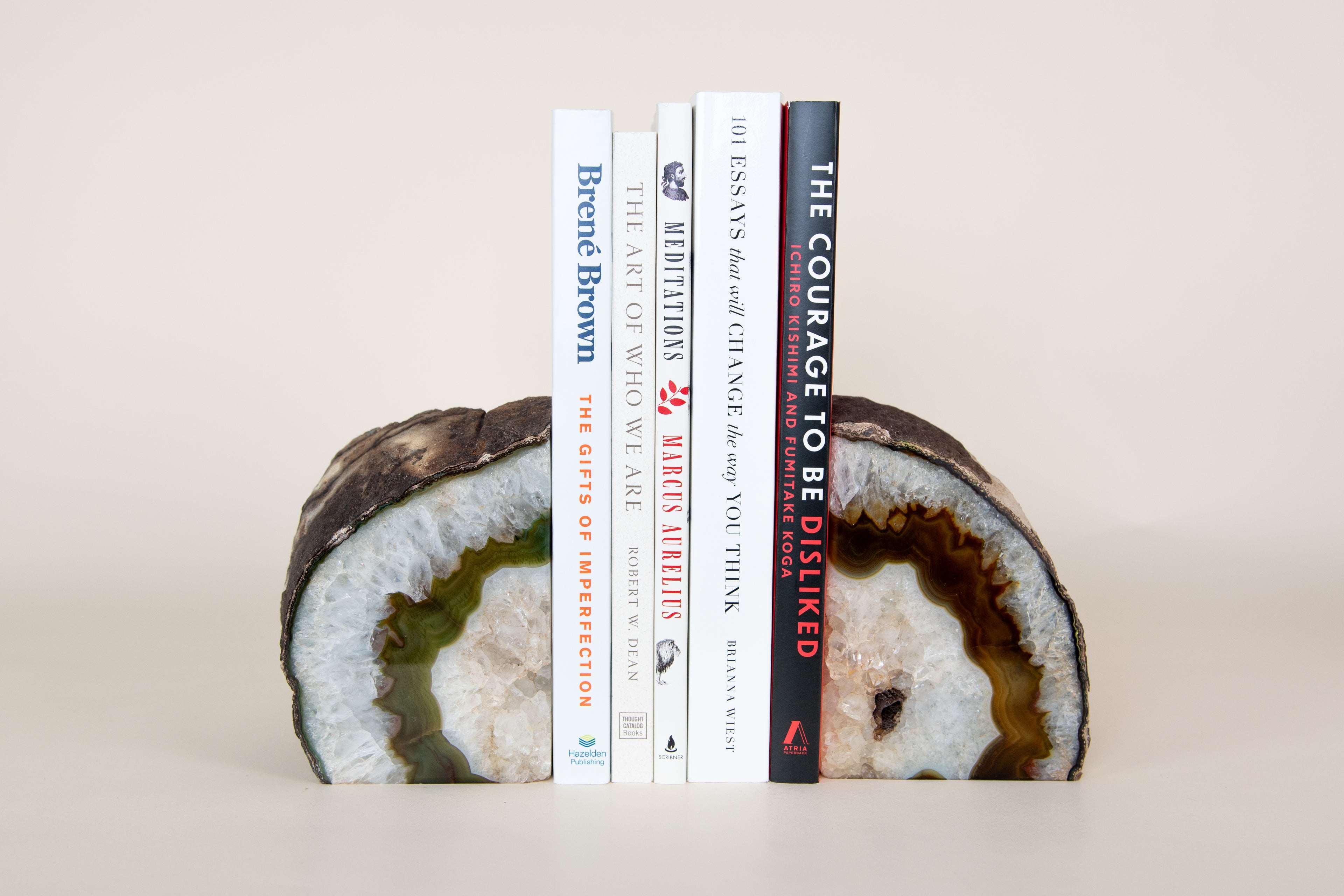 Earth Lineage – Green Agate Bookends