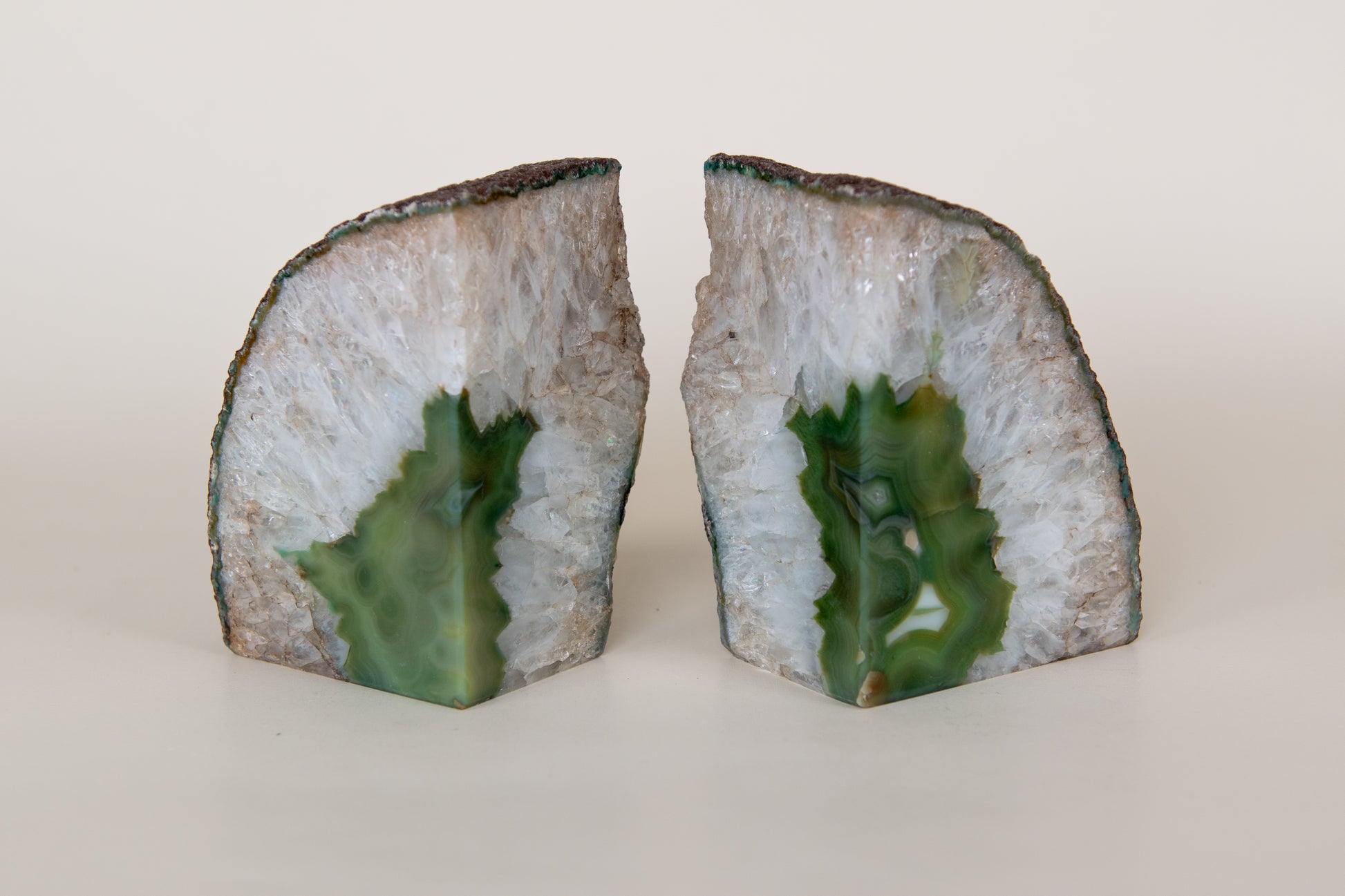 Green Agate Bookends - Crafted in Brazil