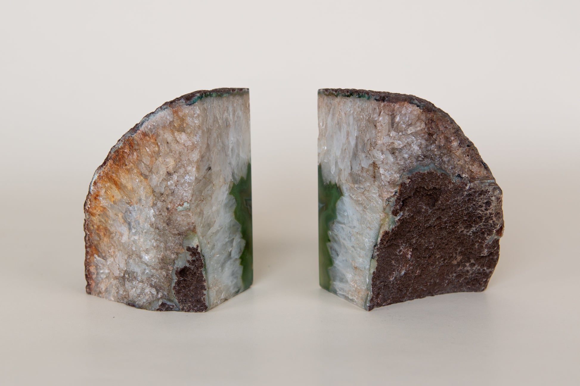 Green Agate Bookends - Crafted in Brazil
