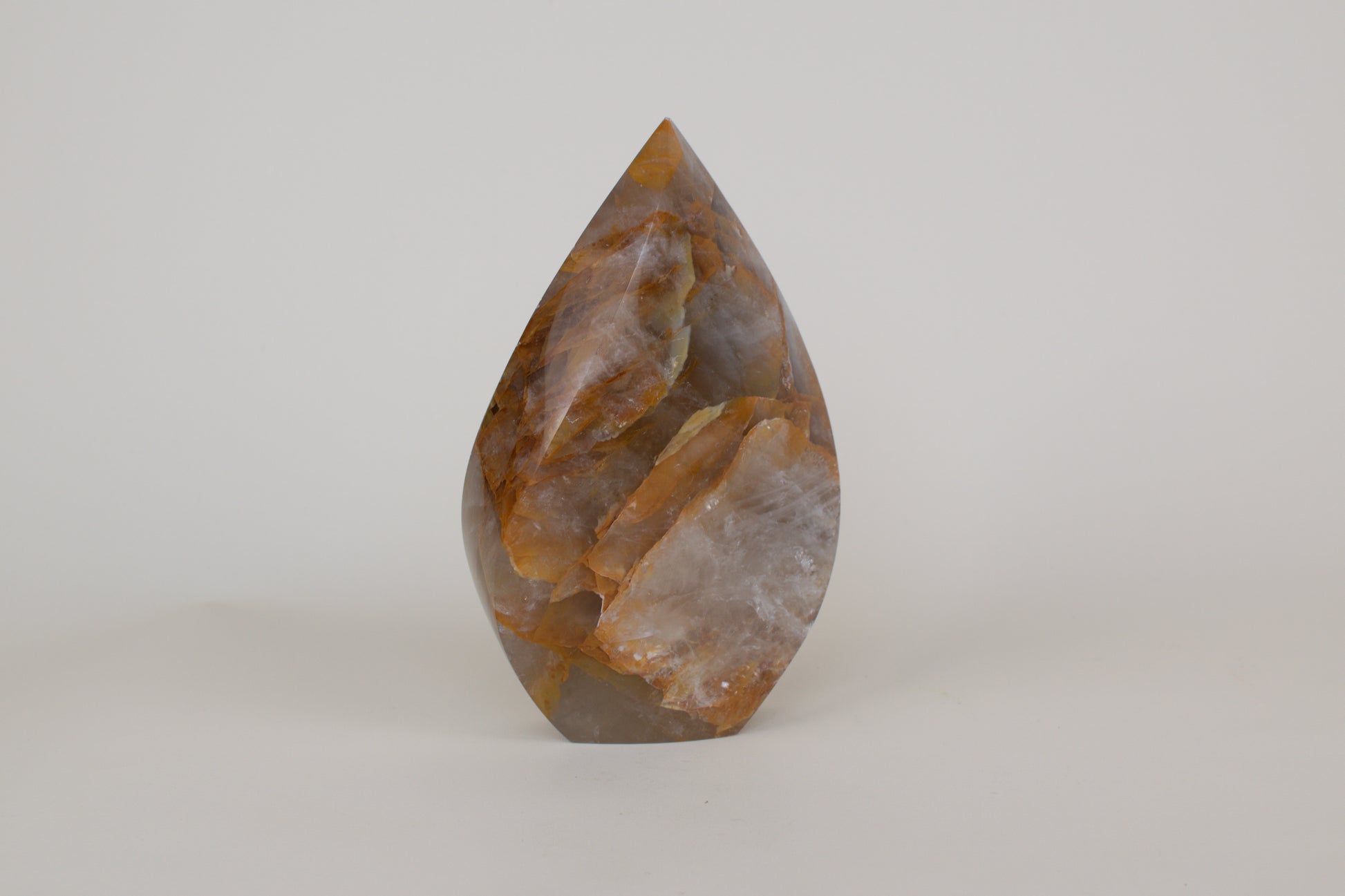Amber Veil – 6” Golden Healer Quartz Flame (One of a Kind)