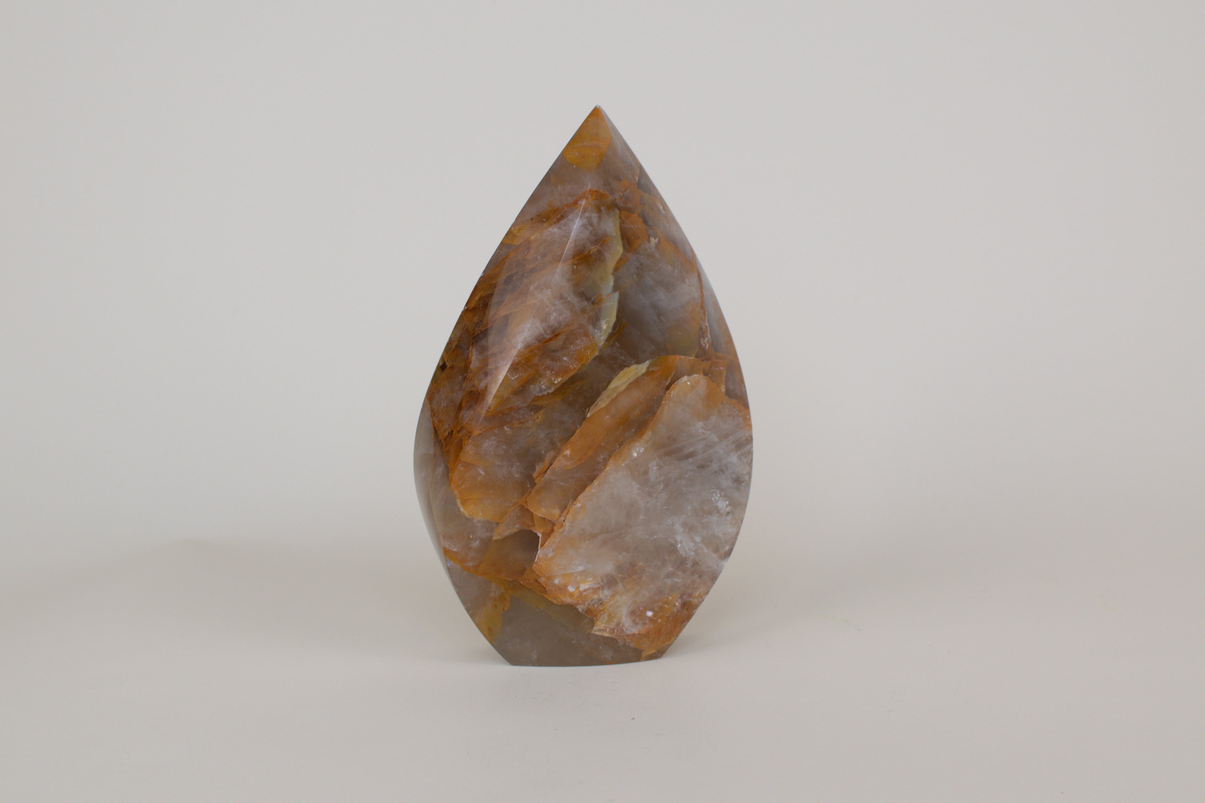 Amber Veil – 6” Golden Quartz Flame (One of a Kind)