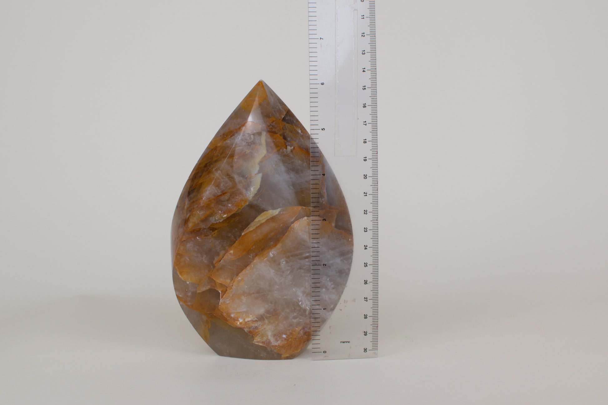 Amber Veil – 6” Golden Healer Quartz Flame (One of a Kind)