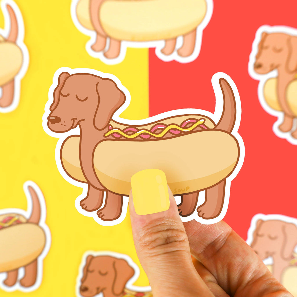 Dachshund Hot Dog Puppy Vinyl Sticker