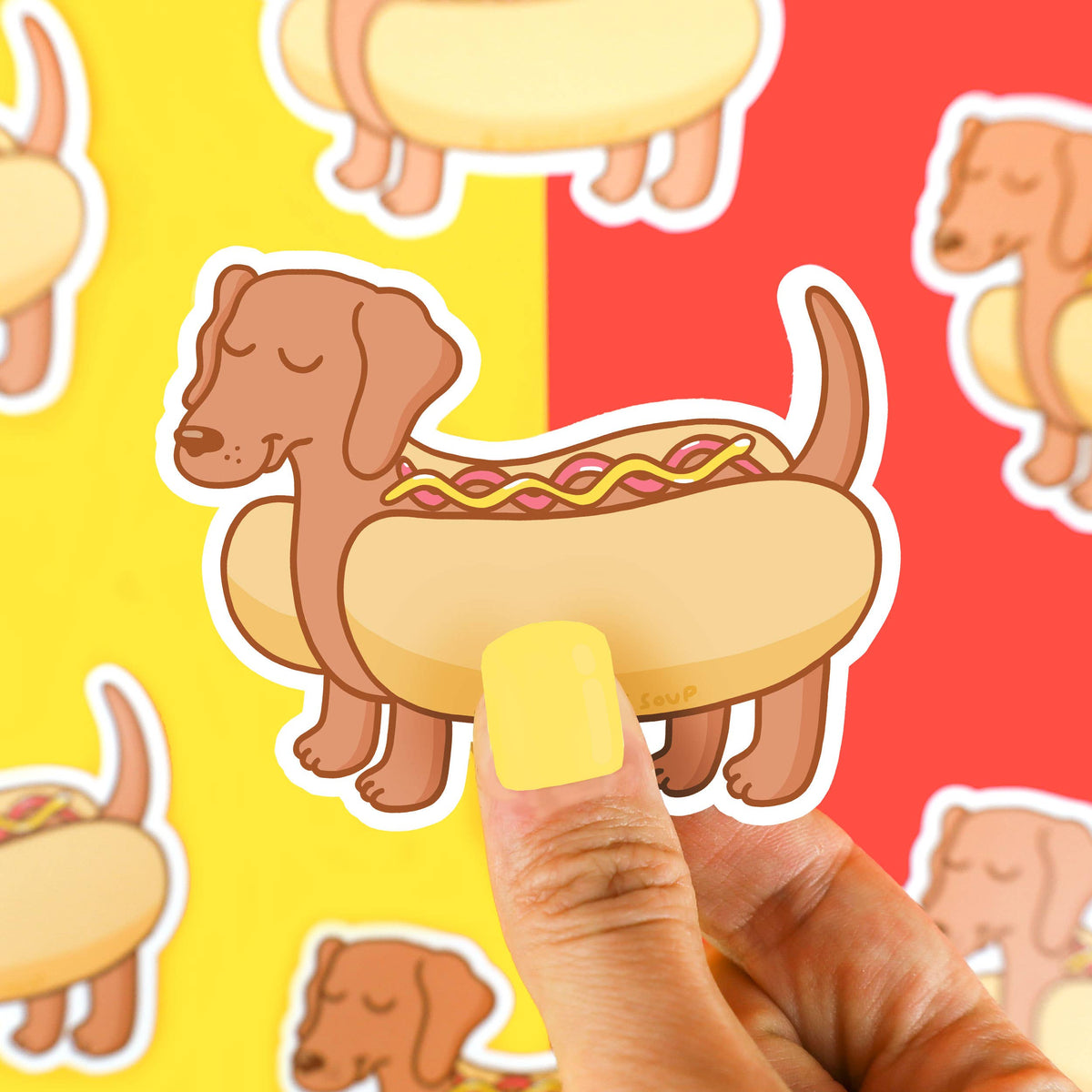 Dachshund Hot Dog Puppy Vinyl Sticker