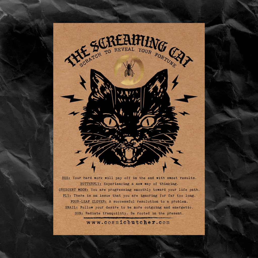 “Screaming Cat” Scratch Off Fortune Affirmation Novelty Card