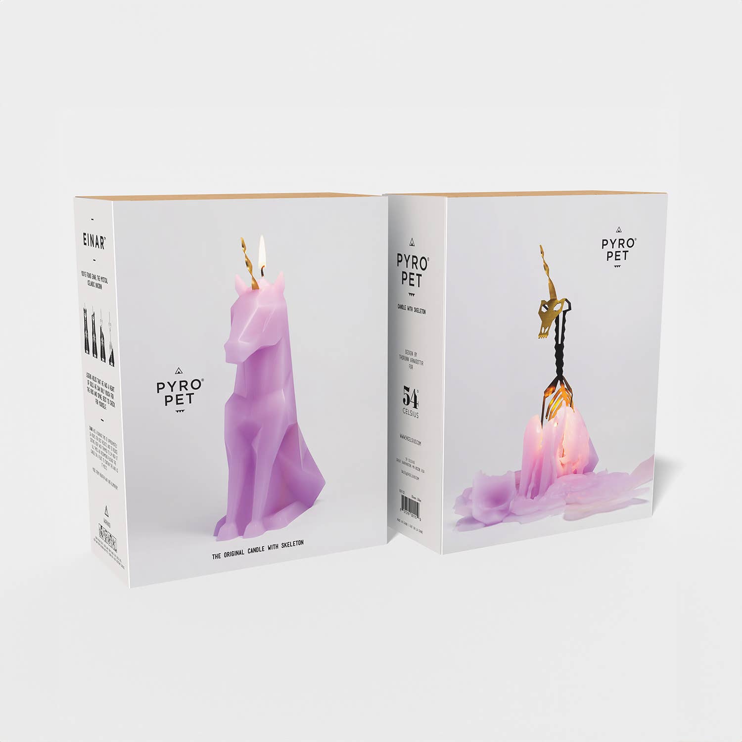 PyroPet Einar Unicorn Skeleton Candle - 8" Tall, Lilac