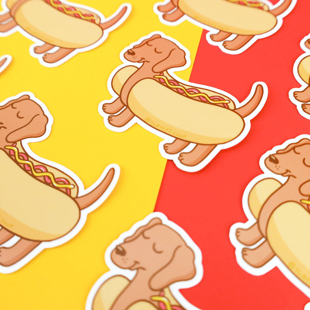 Dachshund Hot Dog Puppy Vinyl Sticker