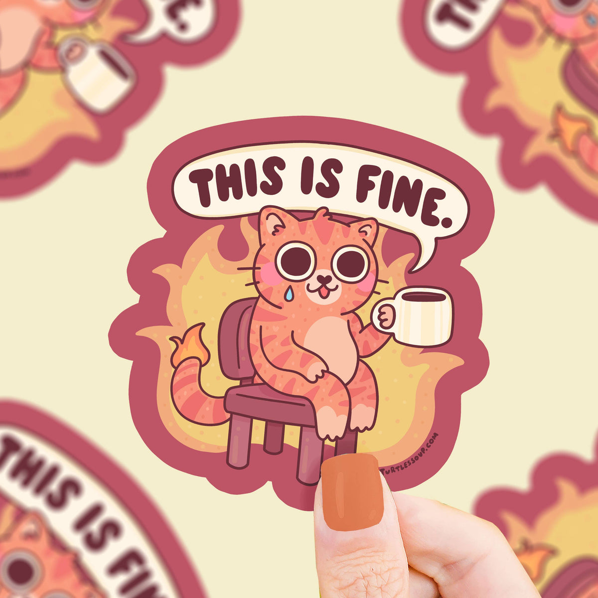 This Is Fine On Fire Meme Vinyl Sticker