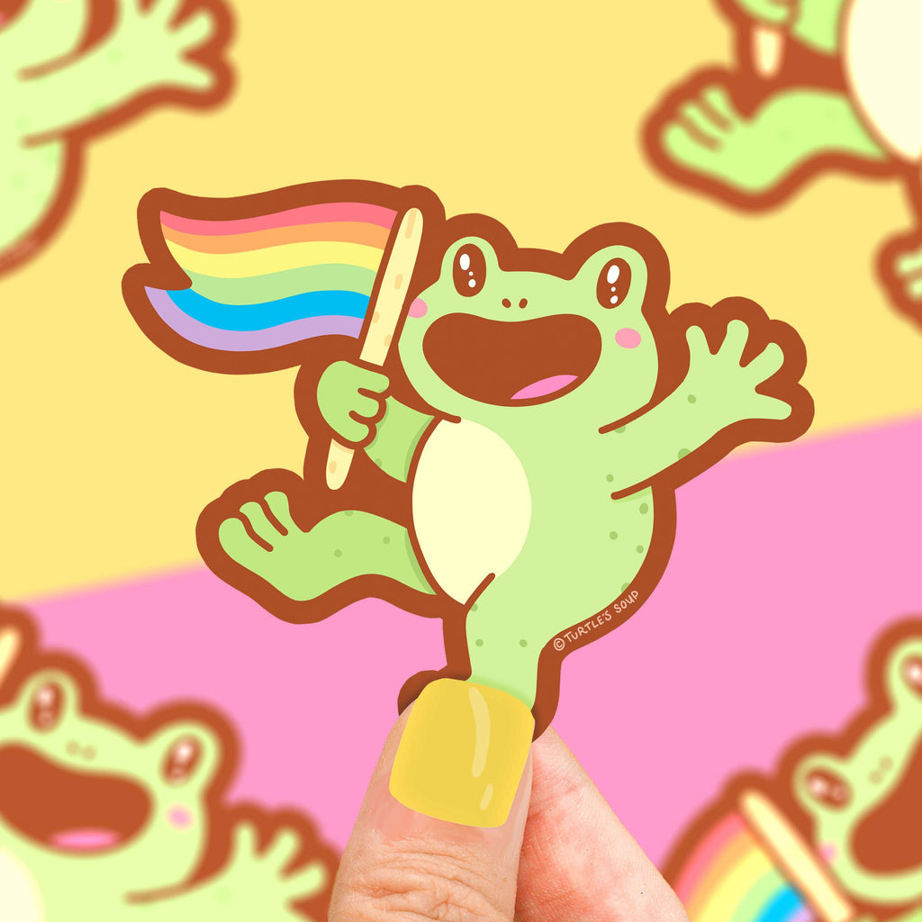 Pride Ally Rainbow Frog Vinyl Sticker
